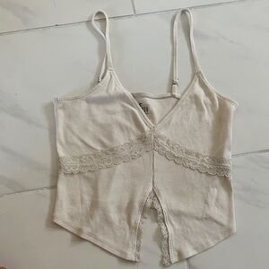 Hollister Beige Lace Detail Top